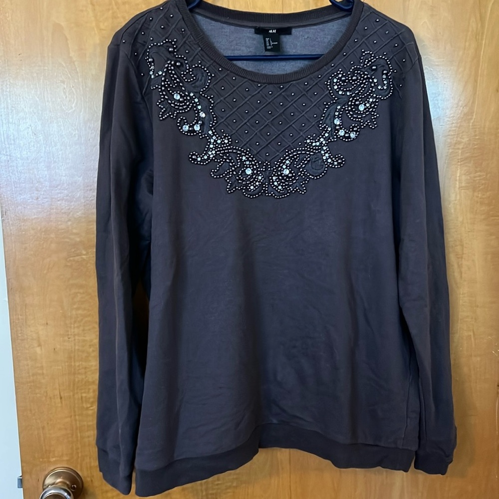 Slate gray embellished sweatshirt